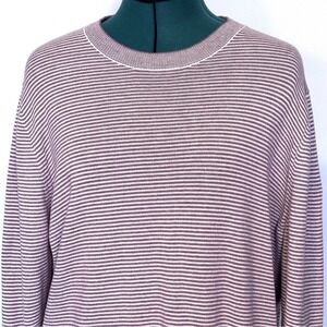 Bonobos Sweater Mens Large Pink White Striped Crewneck Cotton Blend Knit